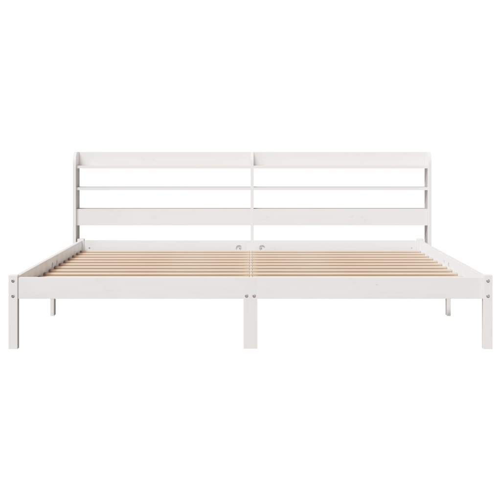 Cadre de lit sans matelas blanc 180x200 cm bois massif de pin