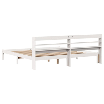 Cadre de lit sans matelas blanc 180x200 cm bois massif de pin