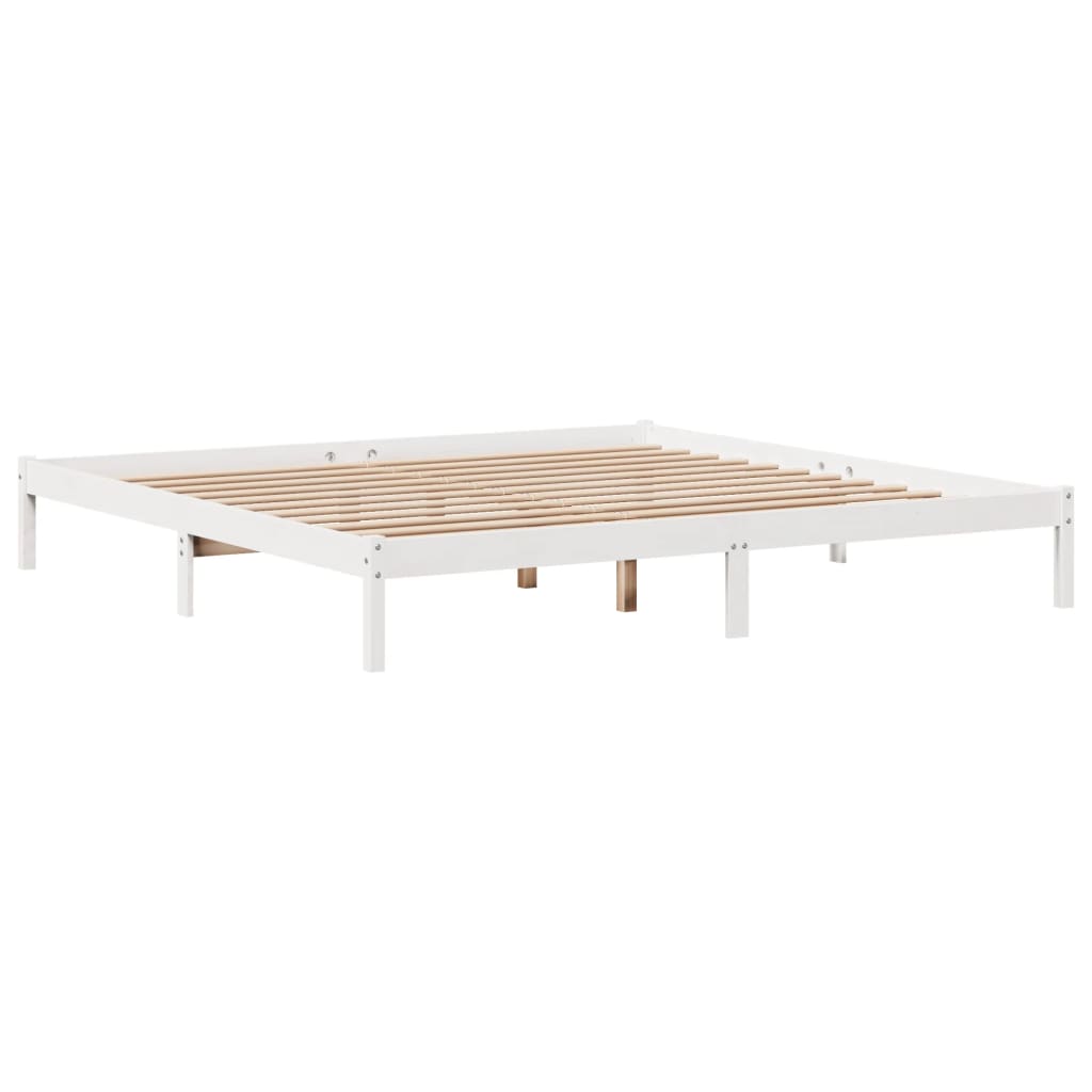 Cadre de lit sans matelas blanc 180x200 cm bois massif de pin