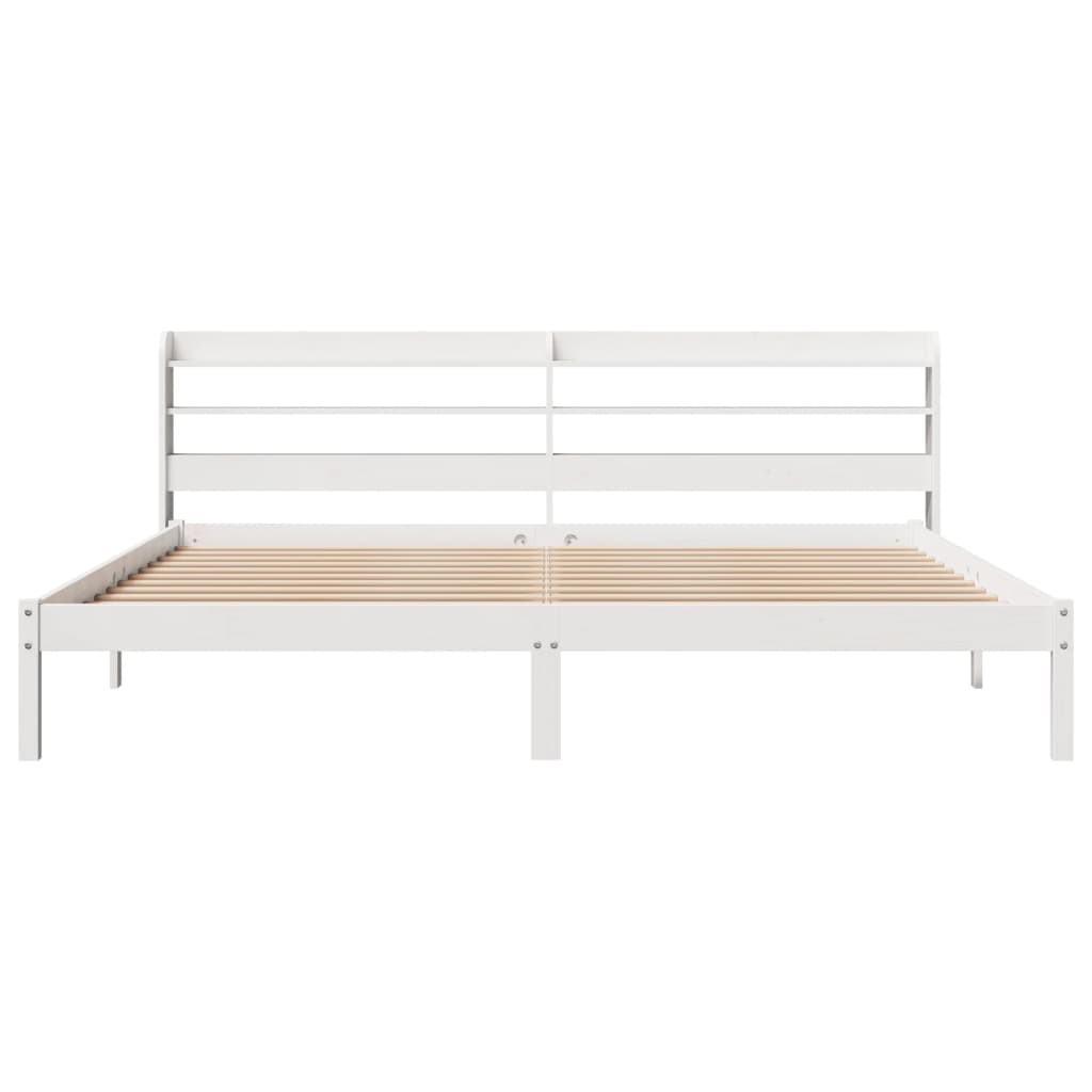 Cadre de lit sans matelas blanc 200x200 cm bois massif de pin