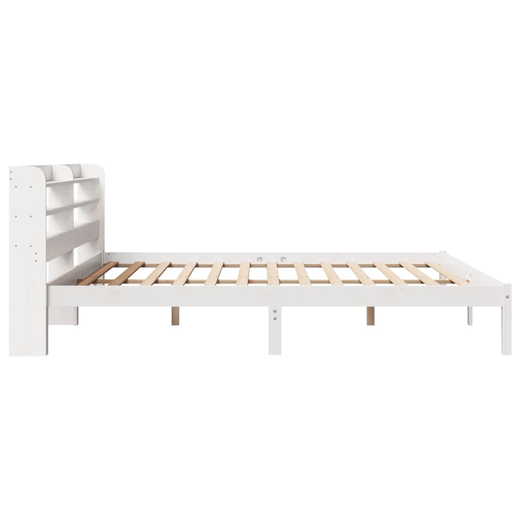 Cadre de lit sans matelas blanc 200x200 cm bois massif de pin