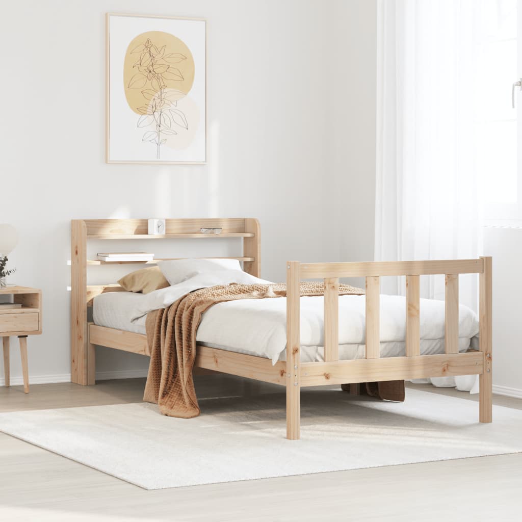 Cadre de lit sans matelas 75x190 cm bois de pin massif