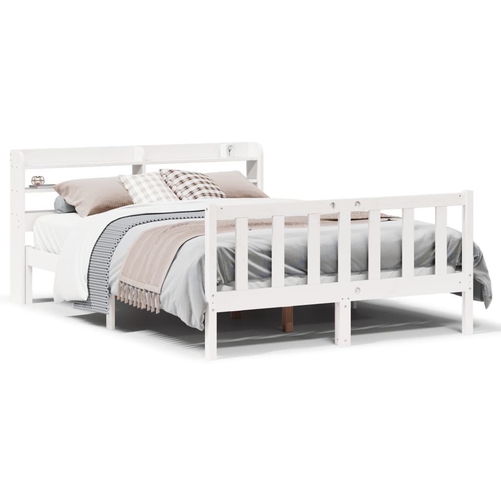 Cadre de lit sans matelas blanc 135x190 cm bois de pin massif