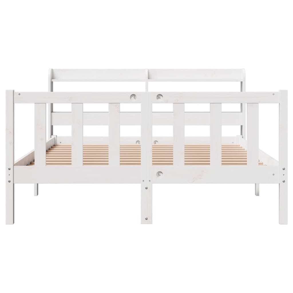 Cadre de lit sans matelas blanc 135x190 cm bois de pin massif