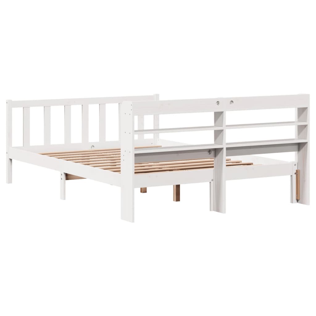 Cadre de lit sans matelas blanc 135x190 cm bois de pin massif