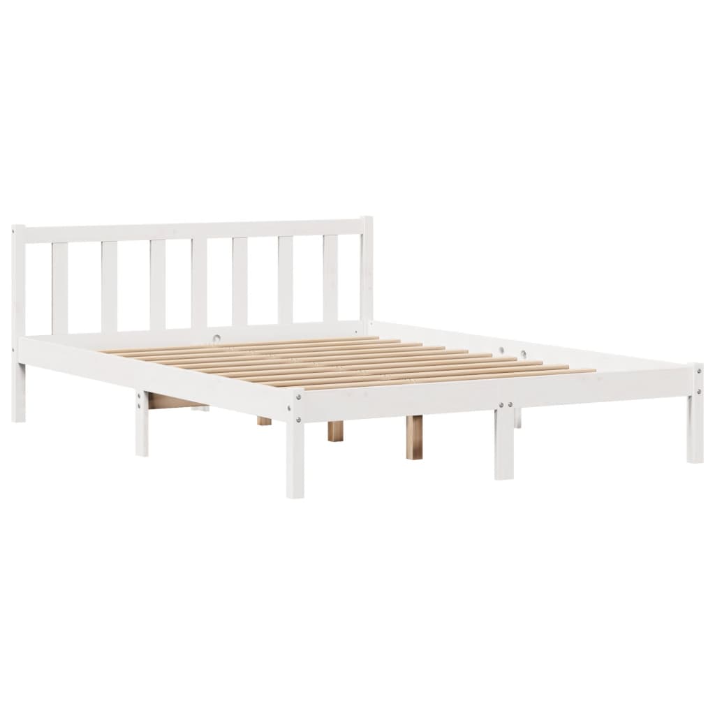 Cadre de lit sans matelas blanc 135x190 cm bois de pin massif