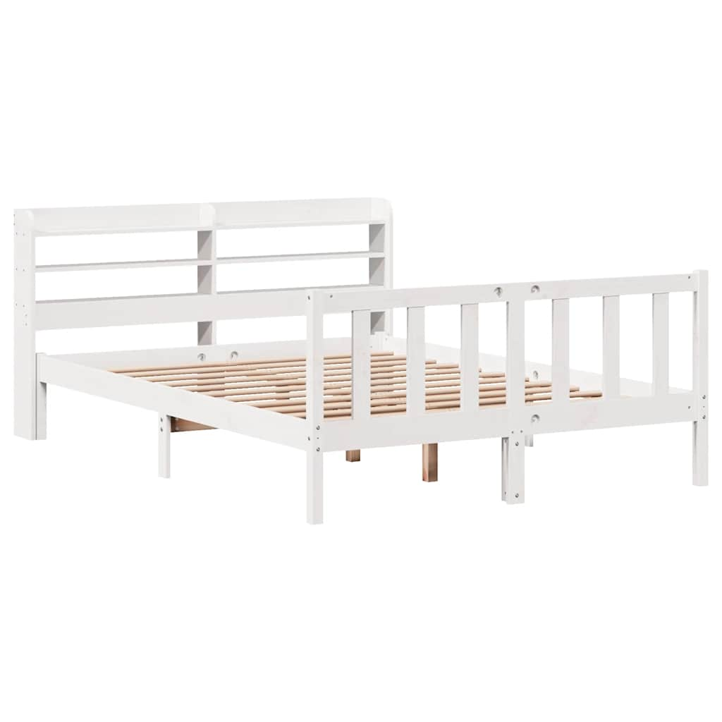 Cadre de lit sans matelas blanc 140x190 cm bois de pin massif