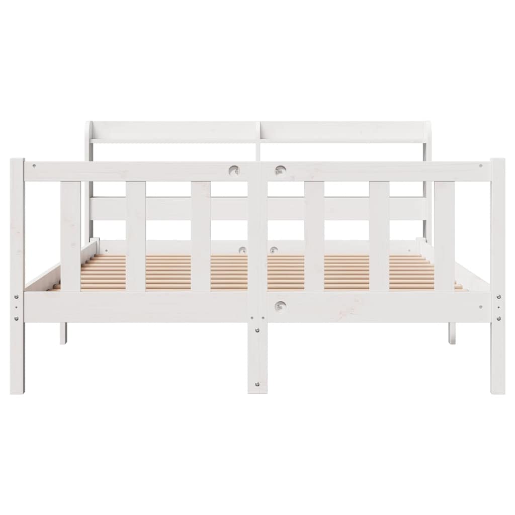 Cadre de lit sans matelas blanc 140x190 cm bois de pin massif