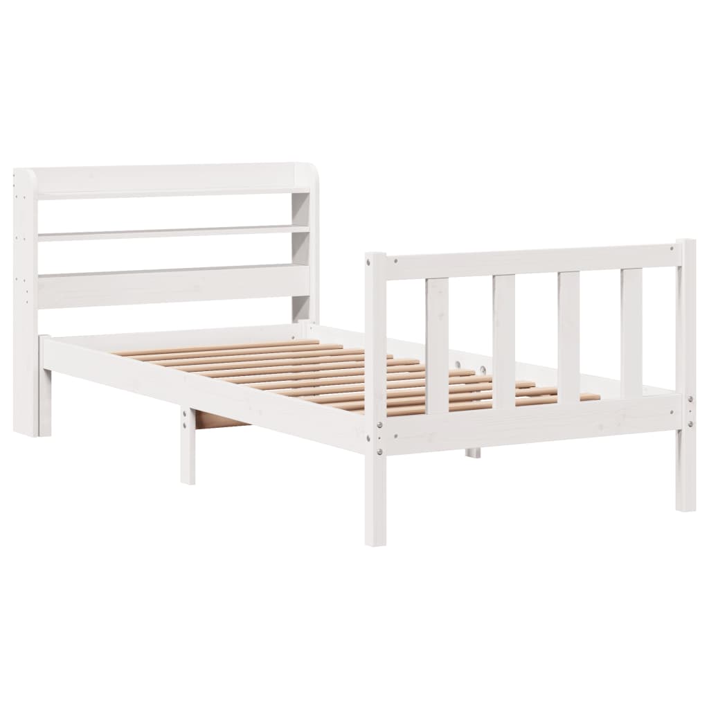 Cadre de lit sans matelas blanc 100x200 cm bois de pin massif