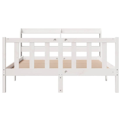 Cadre de lit sans matelas blanc 150x200 cm bois de pin massif