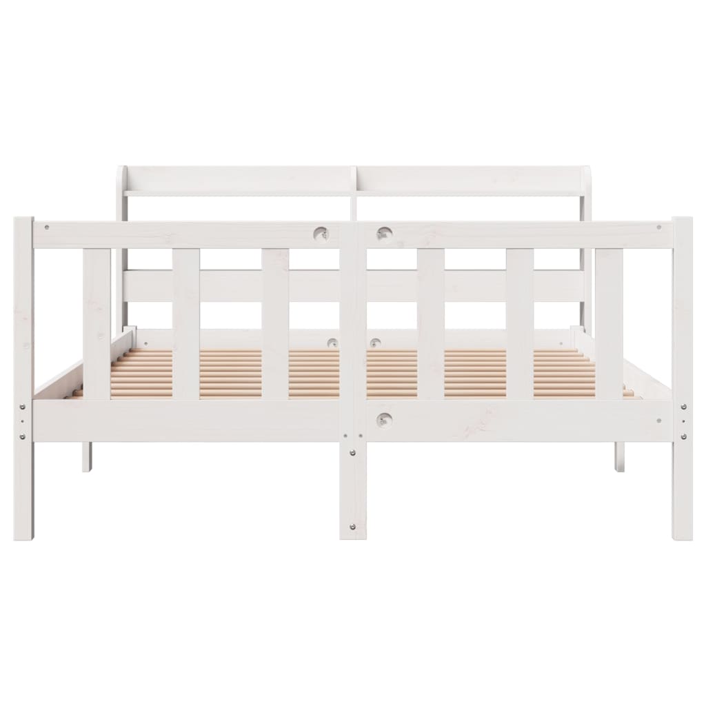 Cadre de lit sans matelas blanc 160x200 cm bois de pin massif