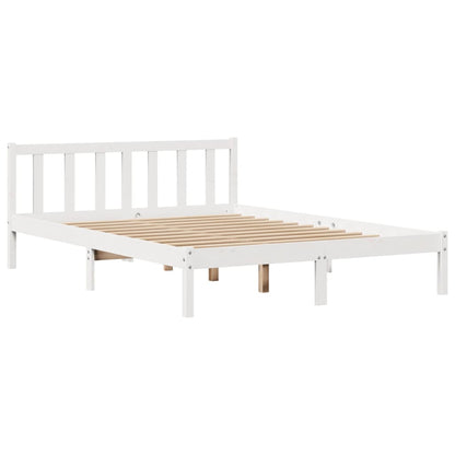 Cadre de lit sans matelas blanc 160x200 cm bois de pin massif