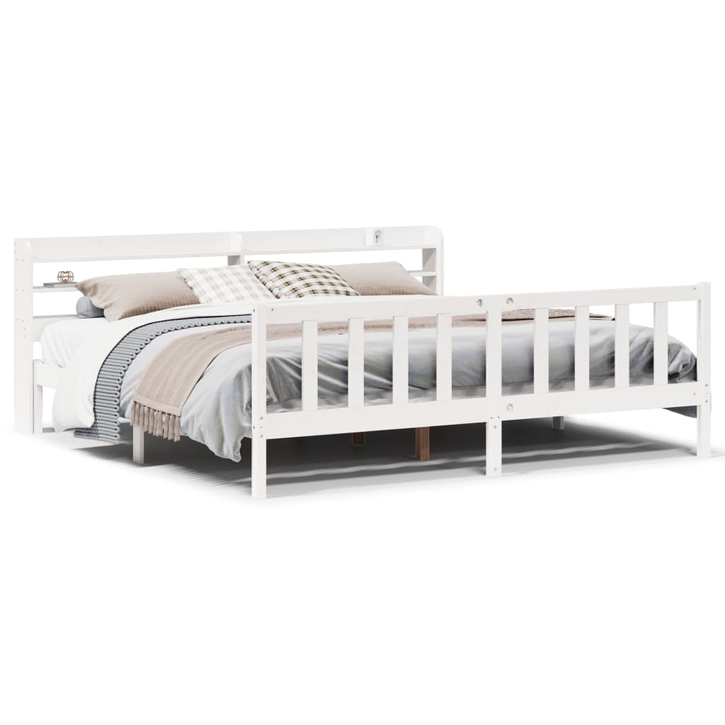 Cadre de lit sans matelas blanc 180x200 cm bois massif de pin