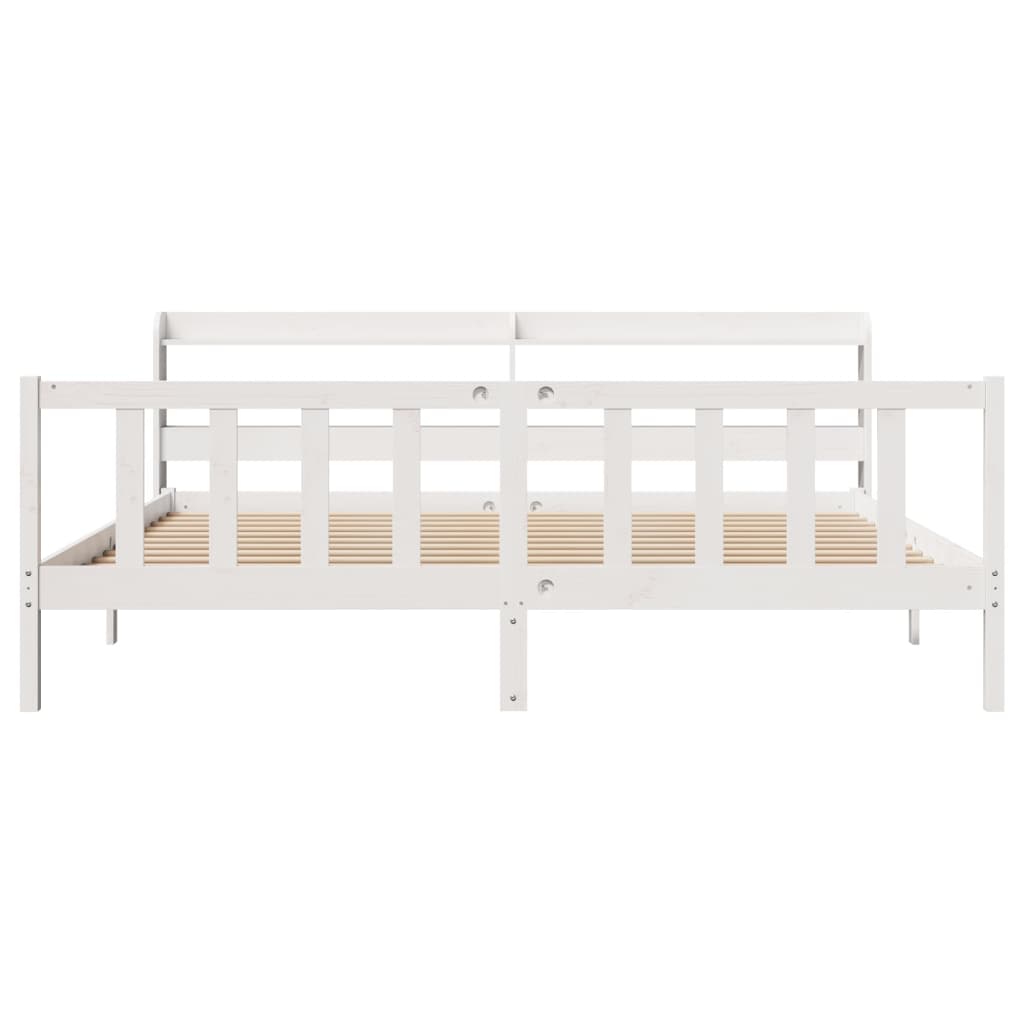 Cadre de lit sans matelas blanc 180x200 cm bois massif de pin