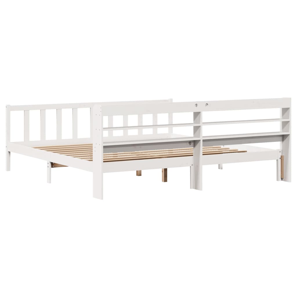 Cadre de lit sans matelas blanc 180x200 cm bois massif de pin