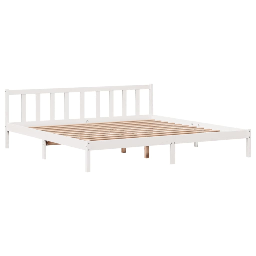 Cadre de lit sans matelas blanc 180x200 cm bois massif de pin