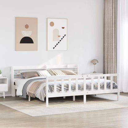 Cadre de lit sans matelas blanc 180x200 cm bois massif de pin