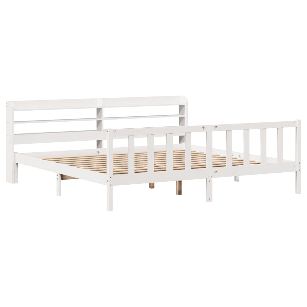 Cadre de lit sans matelas blanc 200x200 cm bois massif de pin