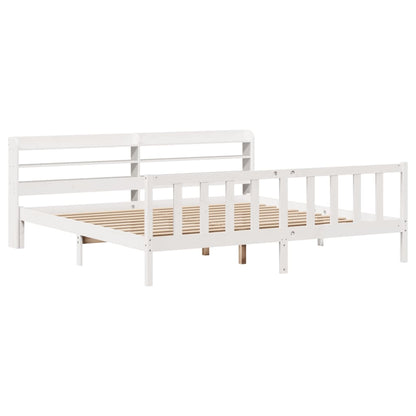 Cadre de lit sans matelas blanc 200x200 cm bois massif de pin