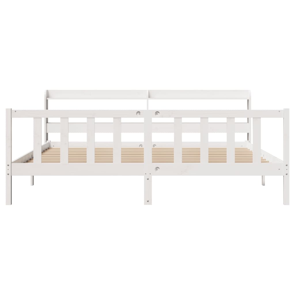 Cadre de lit sans matelas blanc 200x200 cm bois massif de pin