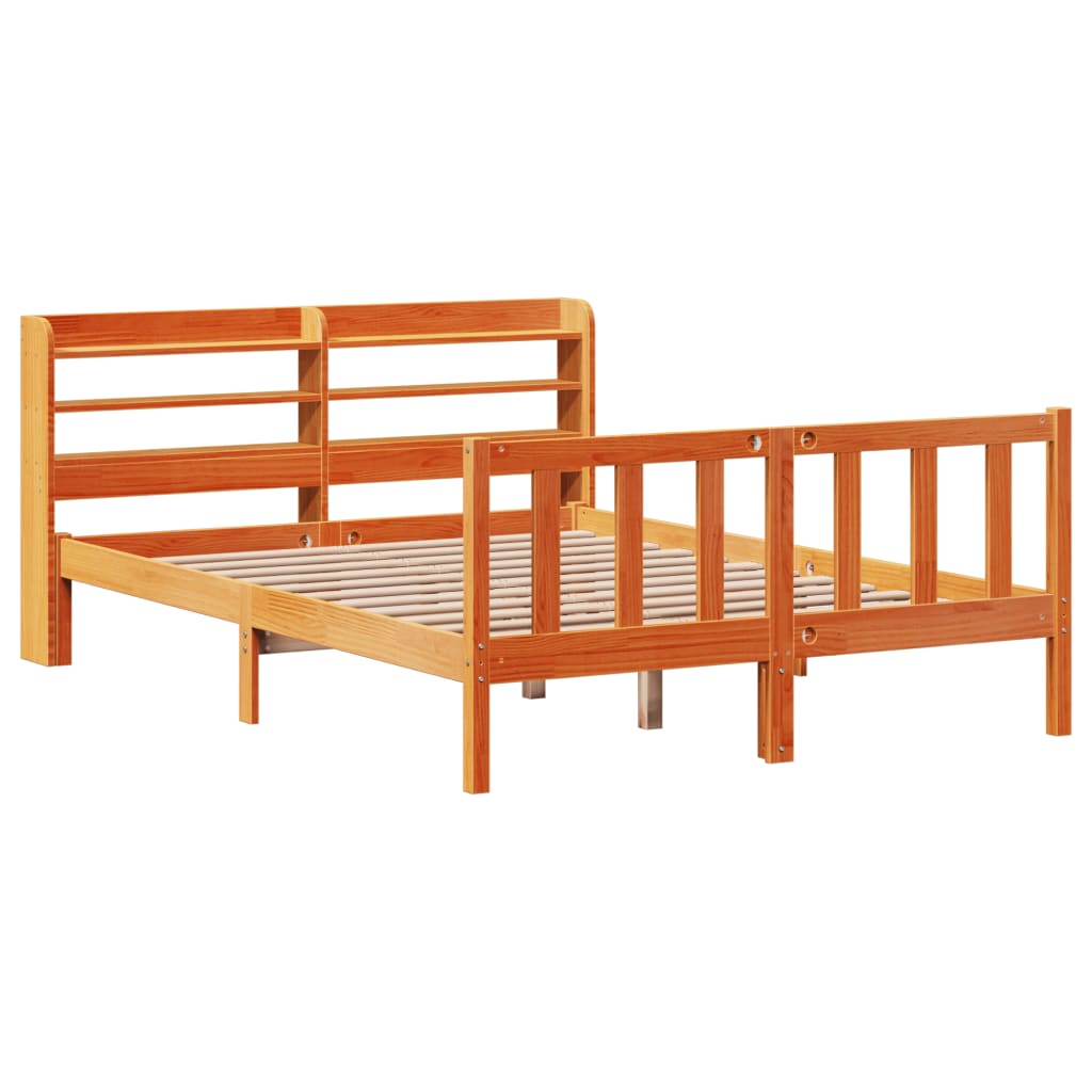 Cadre de lit et tête de lit sans matelas cire marron 120x190 cm