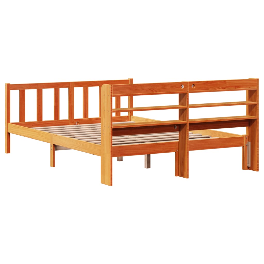 Cadre de lit et tête de lit sans matelas cire marron 120x190 cm