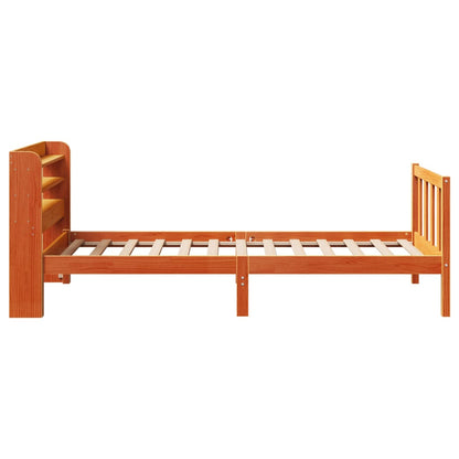 Cadre de lit avec tête de lit sans matelas cire marron 90x200cm