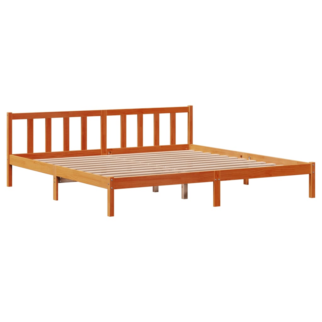 Cadre de lit et tête de lit sans matelas cire marron 200x200 cm