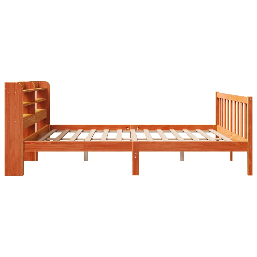 Cadre de lit et tête de lit sans matelas cire marron 200x200 cm