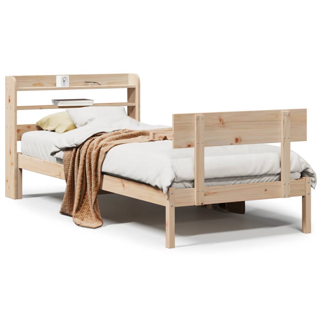 Cadre de lit sans matelas 75x190 cm bois de pin massif