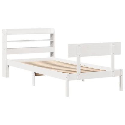 Cadre de lit sans matelas blanc 75x190 cm bois de pin massif