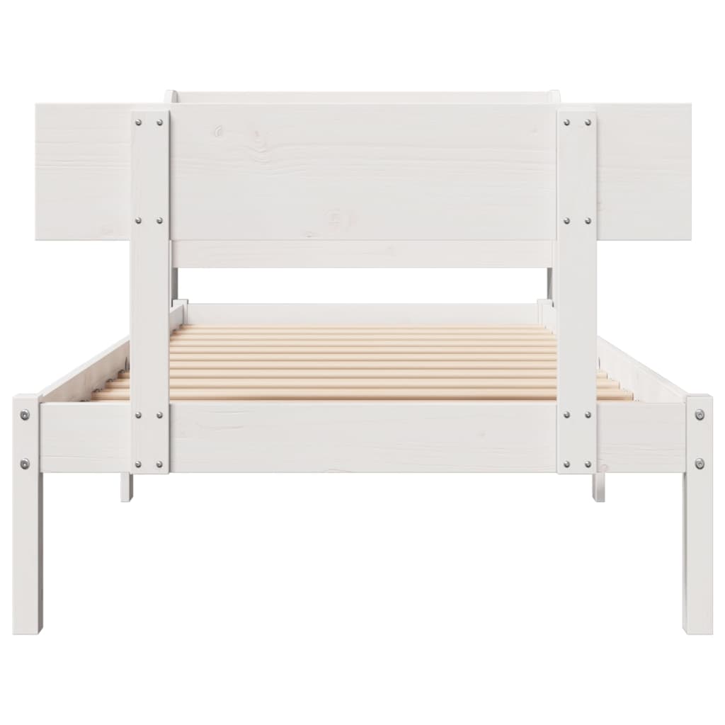 Cadre de lit sans matelas blanc 75x190 cm bois de pin massif