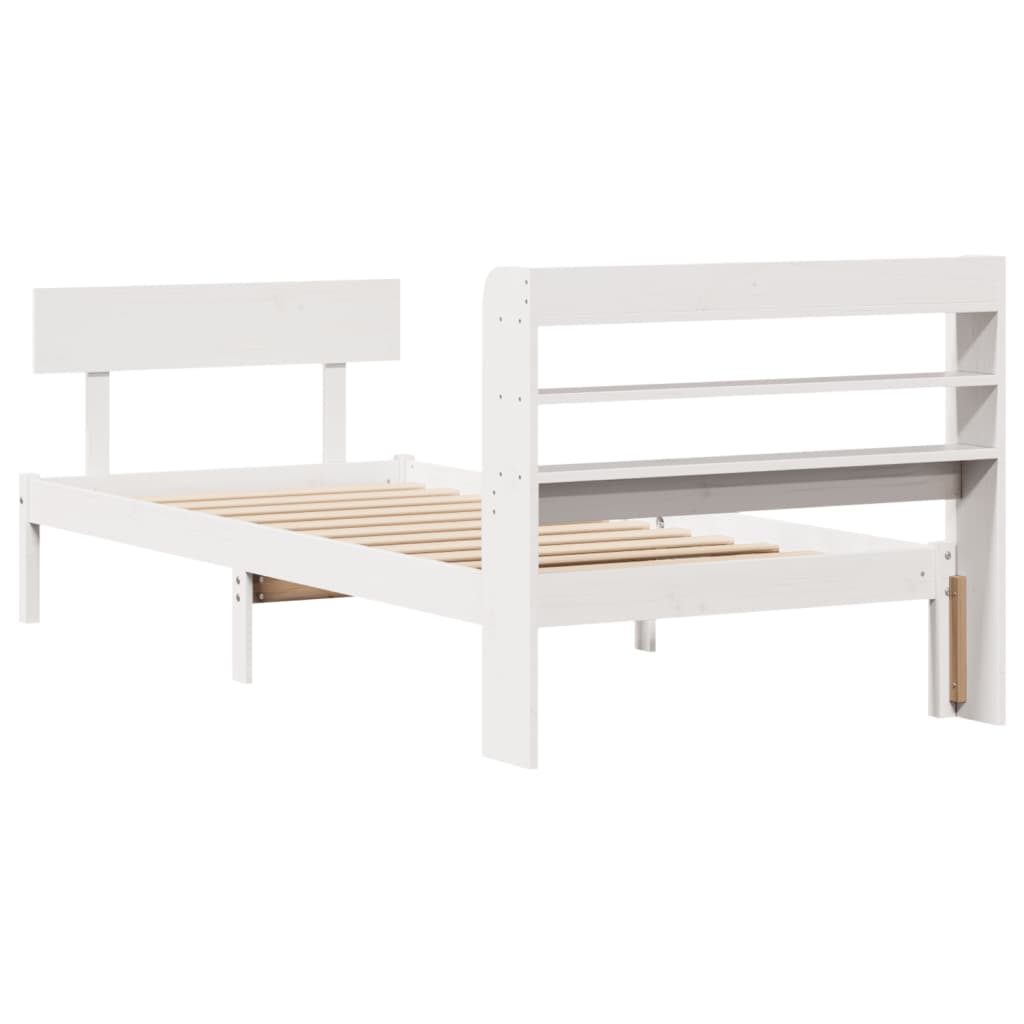 Cadre de lit sans matelas blanc 75x190 cm bois de pin massif