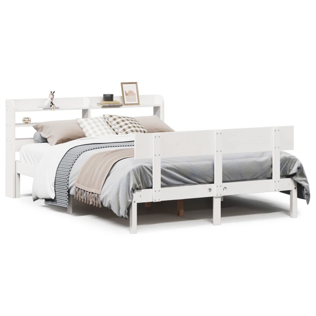 Cadre de lit sans matelas blanc 120x190 cm bois de pin massif