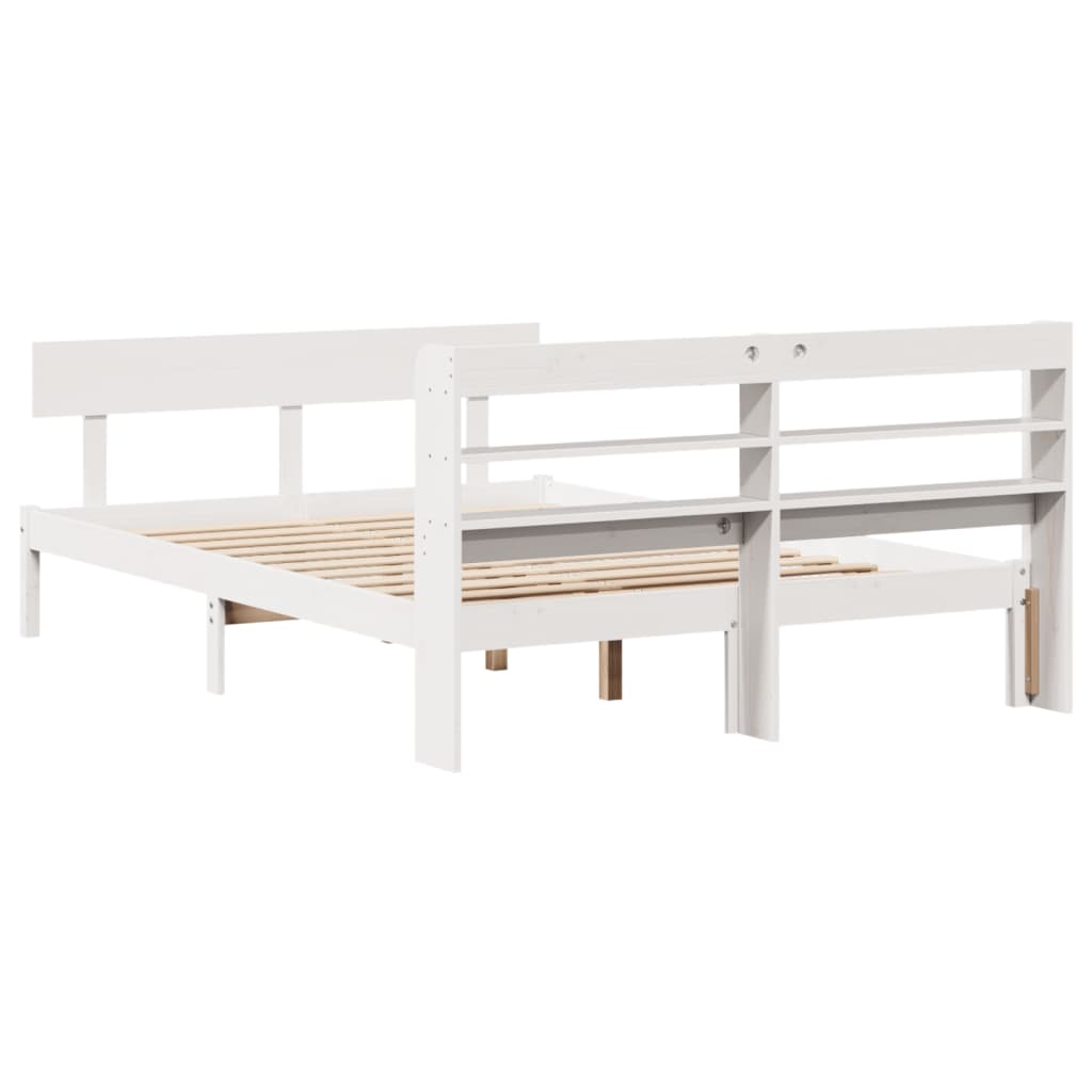 Cadre de lit sans matelas blanc 120x190 cm bois de pin massif