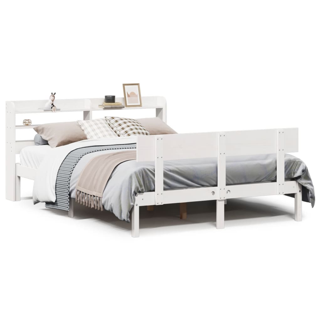 Cadre de lit sans matelas blanc 135x190 cm bois de pin massif