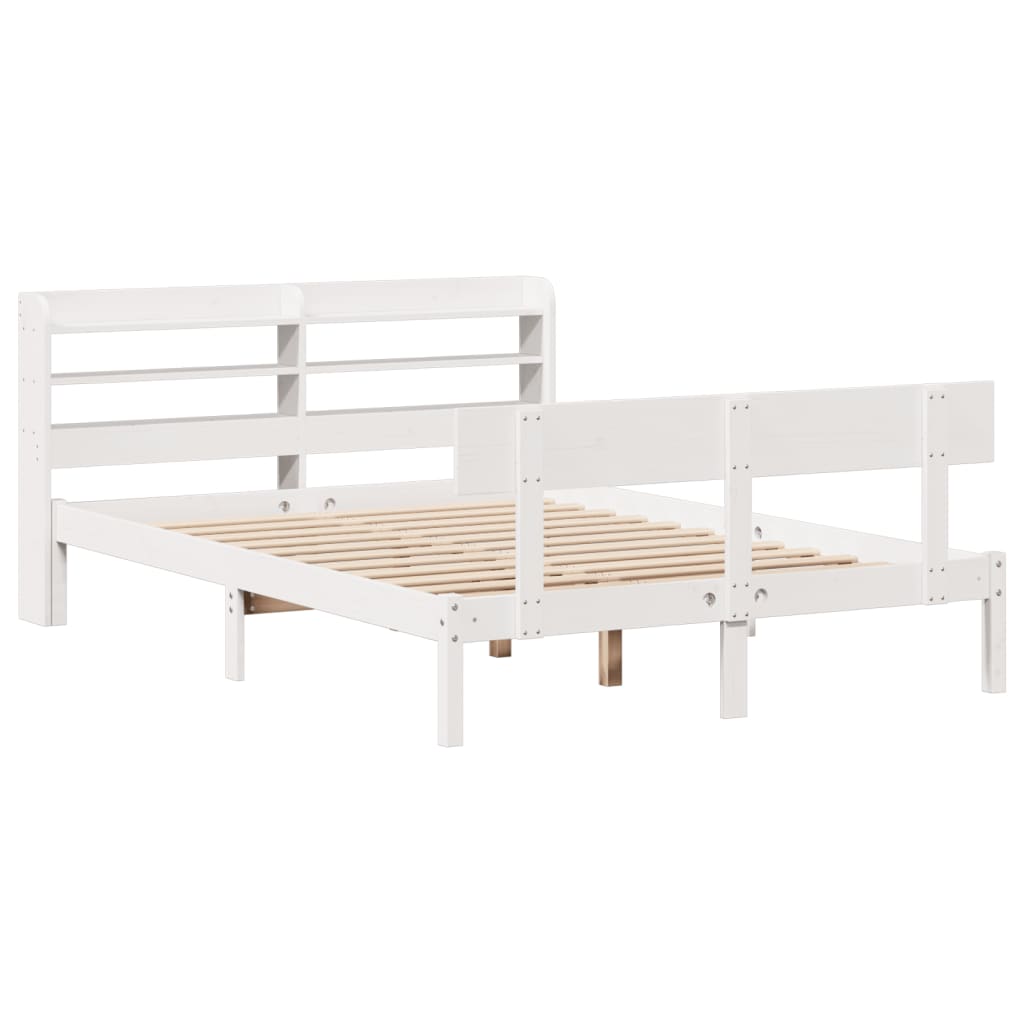 Cadre de lit sans matelas blanc 135x190 cm bois de pin massif