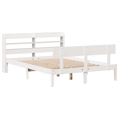 Cadre de lit sans matelas blanc 135x190 cm bois de pin massif