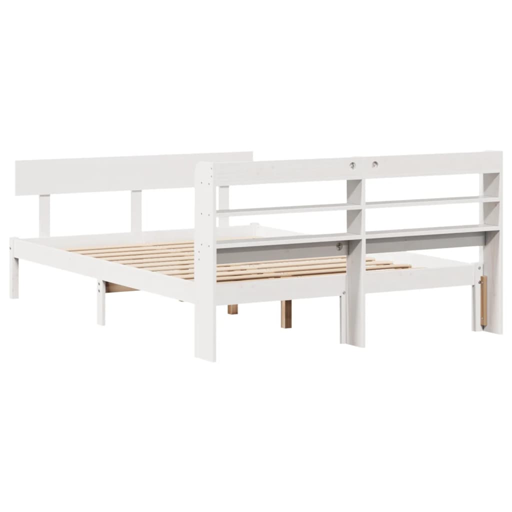 Cadre de lit sans matelas blanc 135x190 cm bois de pin massif