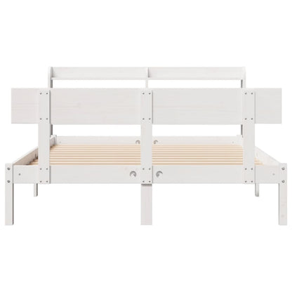 Cadre de lit sans matelas blanc 140x190 cm bois de pin massif