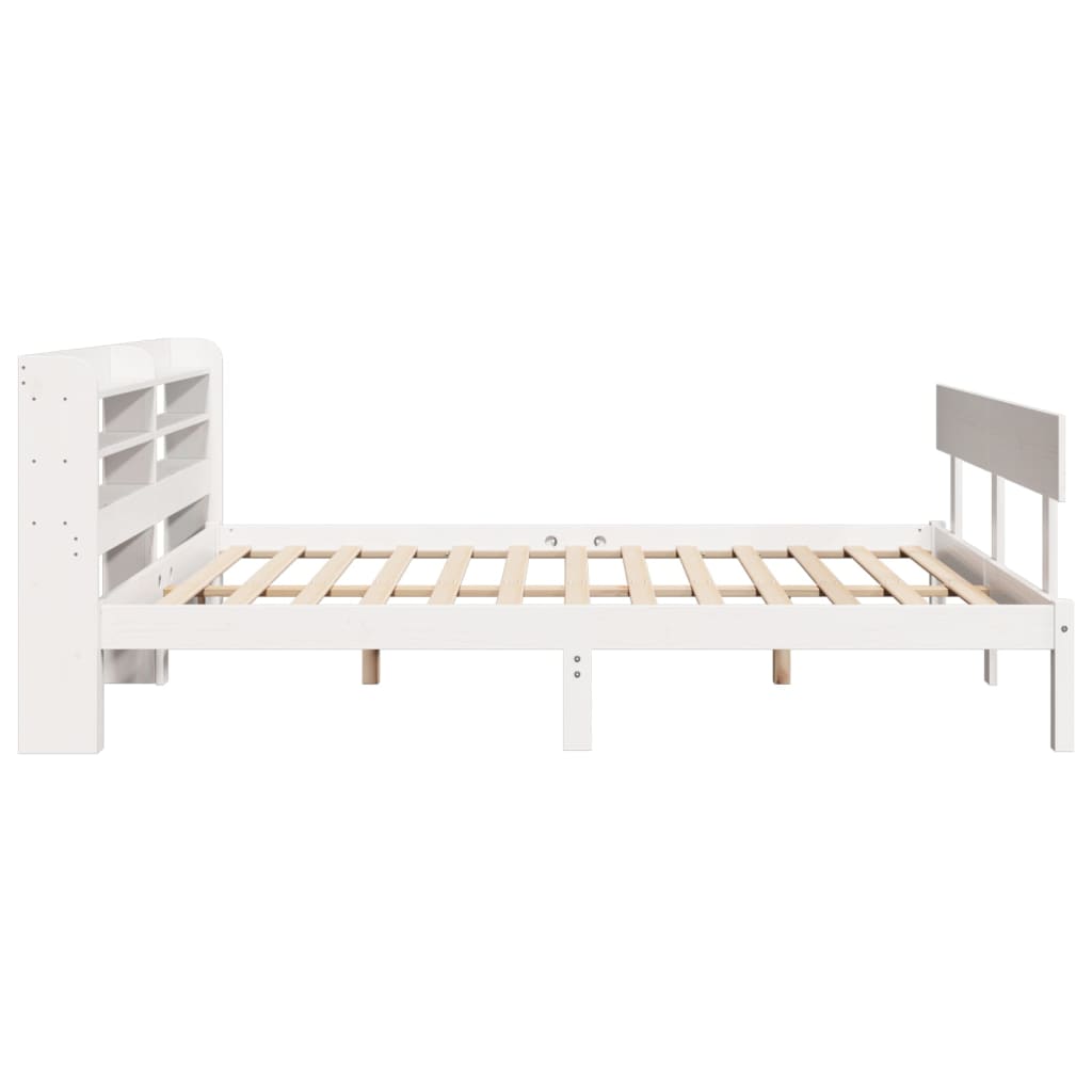 Cadre de lit sans matelas blanc 140x190 cm bois de pin massif