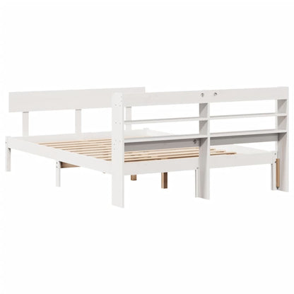 Cadre de lit sans matelas blanc 140x190 cm bois de pin massif