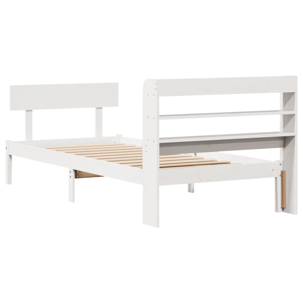 Cadre de lit sans matelas blanc 100x200 cm bois de pin massif