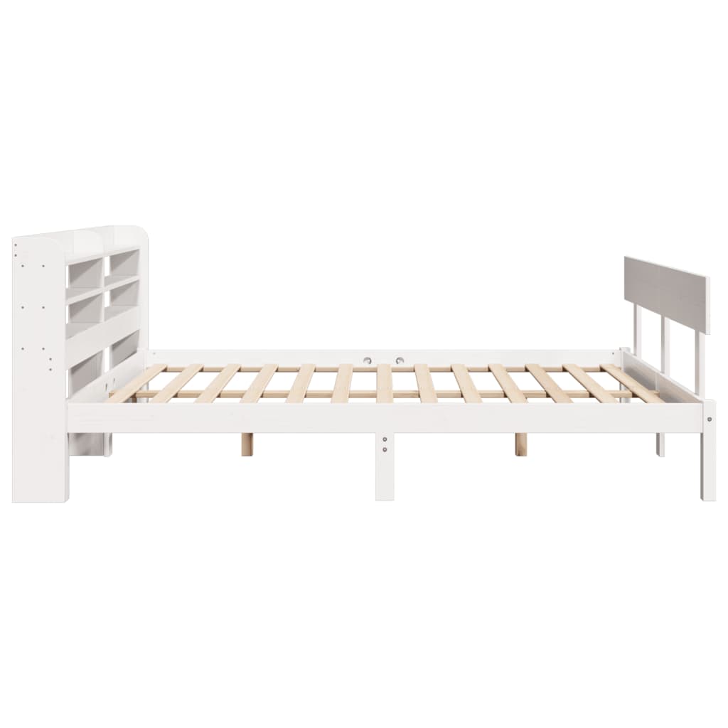 Cadre de lit sans matelas blanc 150x200 cm bois de pin massif