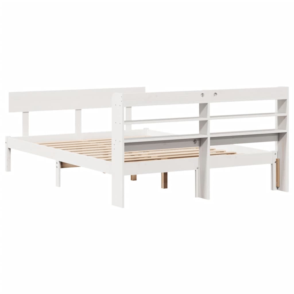 Cadre de lit sans matelas blanc 160x200 cm bois de pin massif