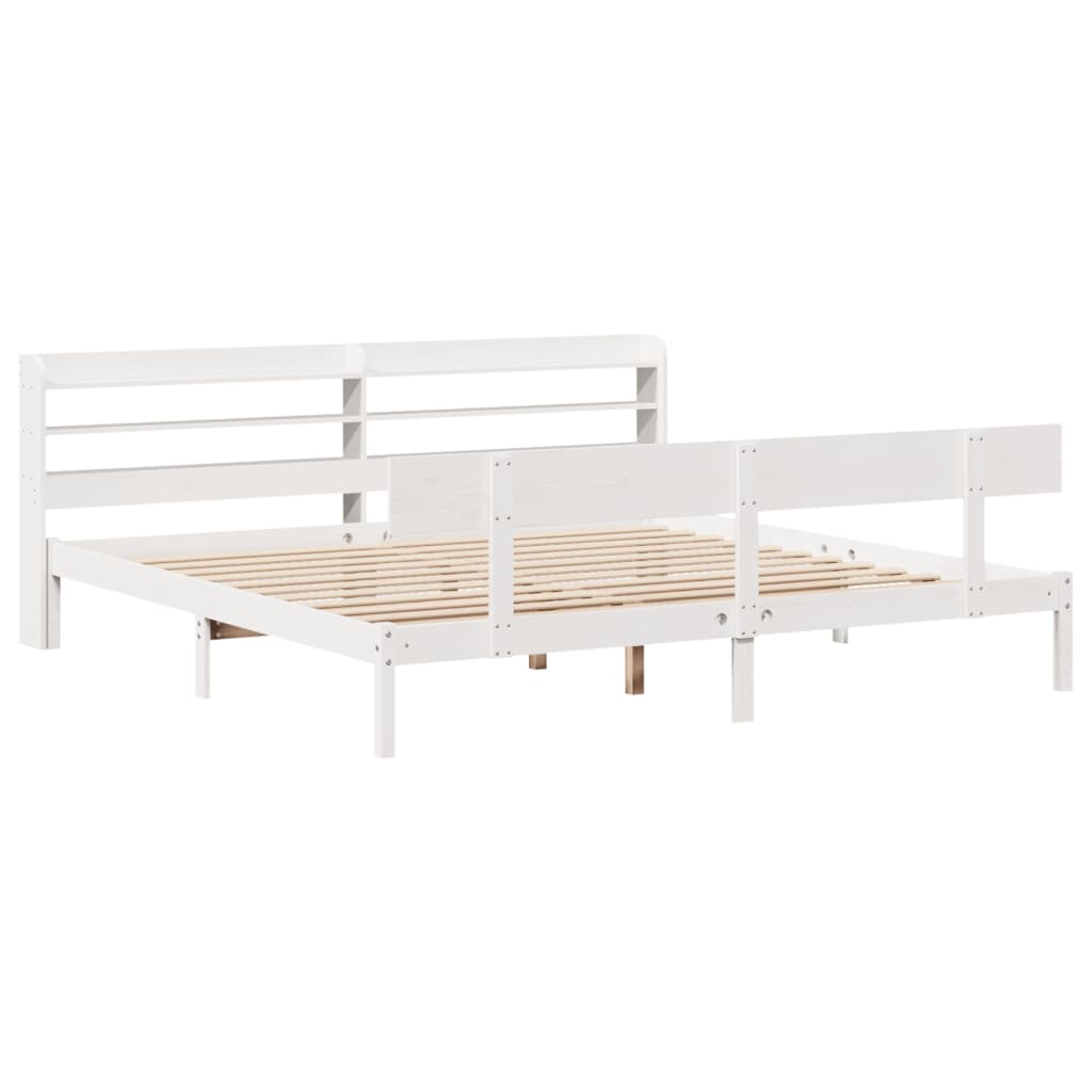 Cadre de lit sans matelas blanc 180x200 cm bois massif de pin