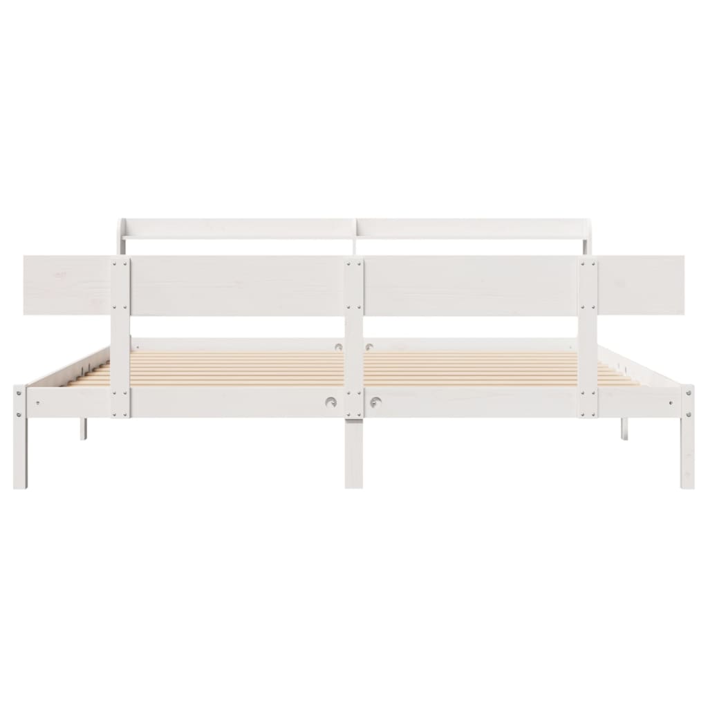 Cadre de lit sans matelas blanc 180x200 cm bois massif de pin