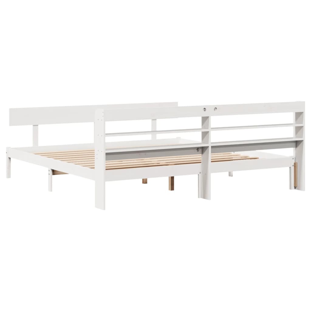 Cadre de lit sans matelas blanc 180x200 cm bois massif de pin