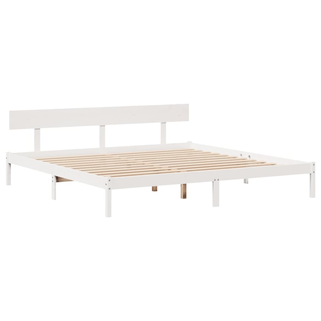 Cadre de lit sans matelas blanc 180x200 cm bois massif de pin