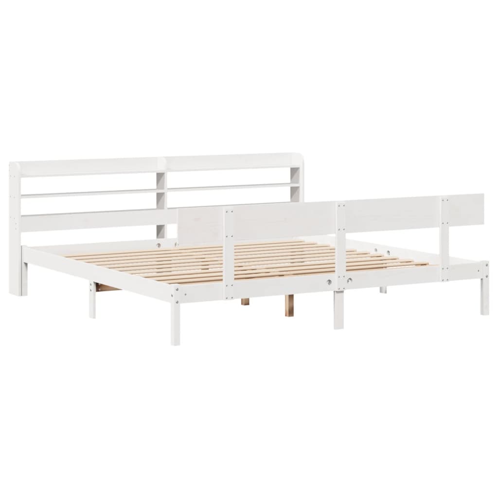 Cadre de lit sans matelas blanc 200x200 cm bois massif de pin